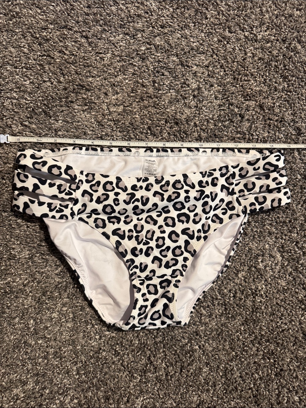 Women’s Kiava Leopard Print Bikini Bottoms - White/Black NWOT